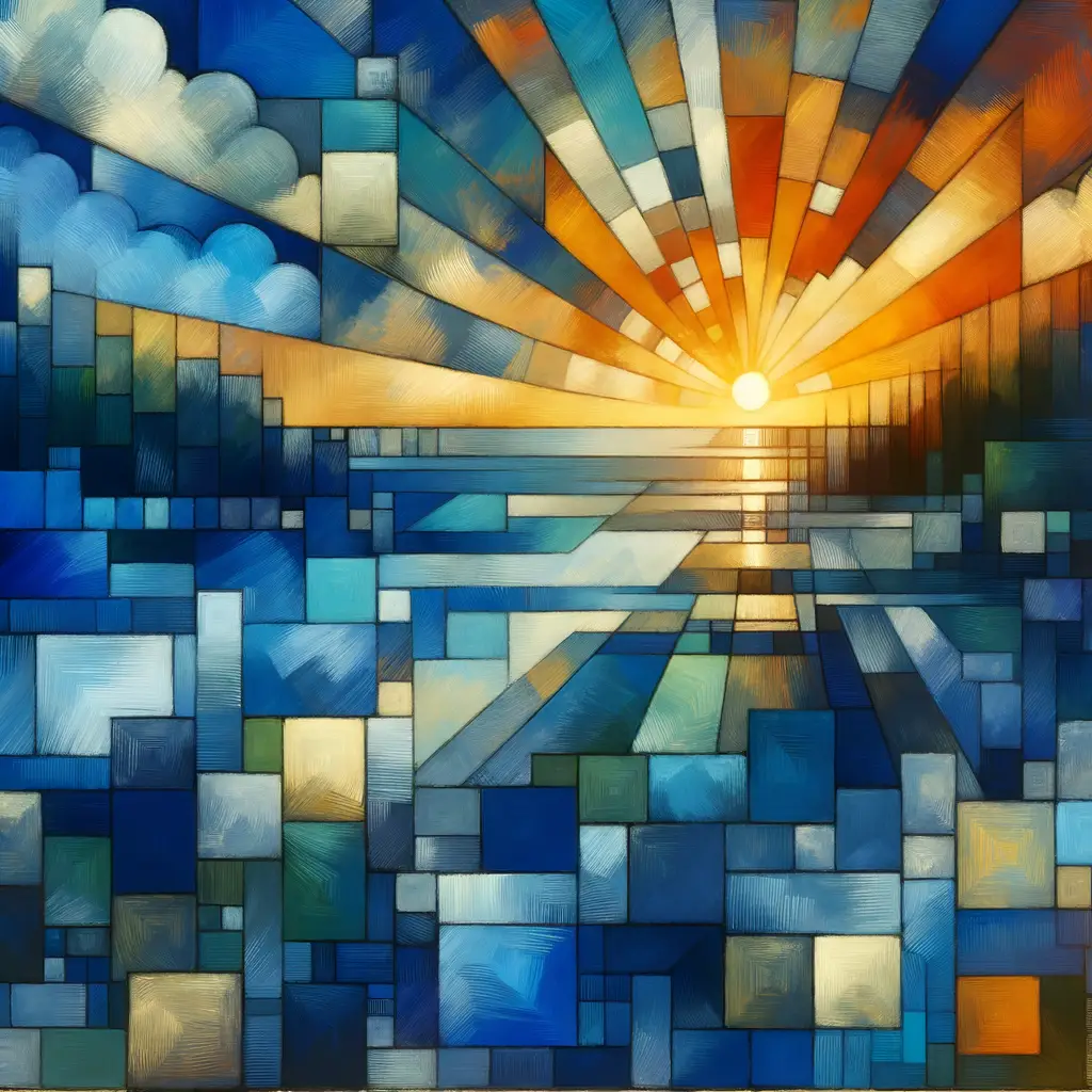 Whispers of Renewal: Serenity in Cubist Seas