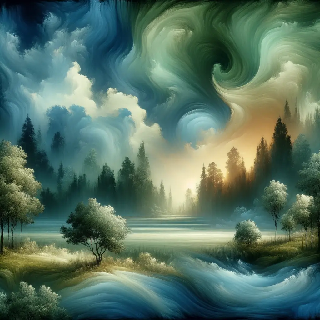 Whispers of Verdant Solace:
A Renaissance Reverie in Misty Forests and Tempestuous Seas