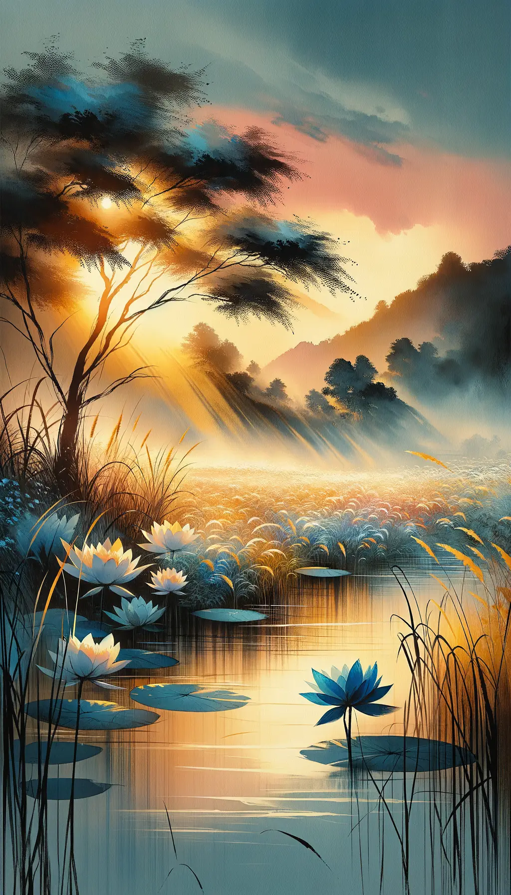 Sunlit Serenity: Lotus Dreams at Ocean's Dawn