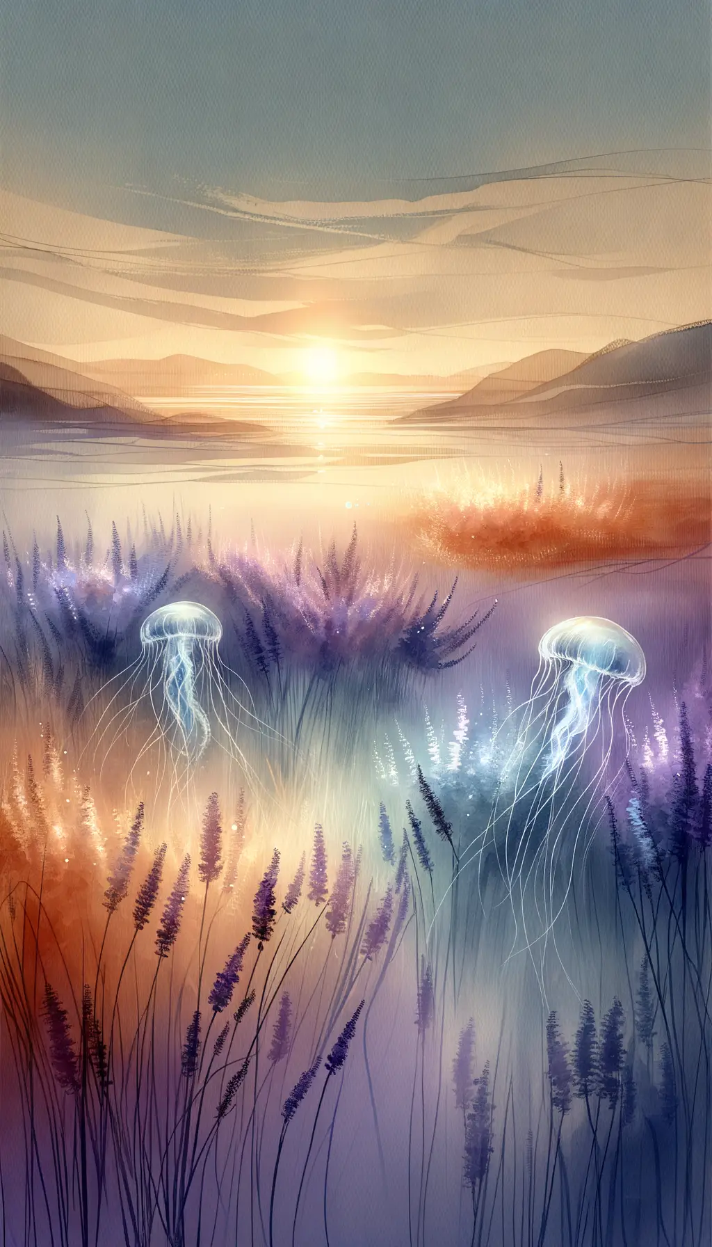 Ethereal Interplay: Whispers of Lavender, Sunset Embrace, and Sublime Therapy