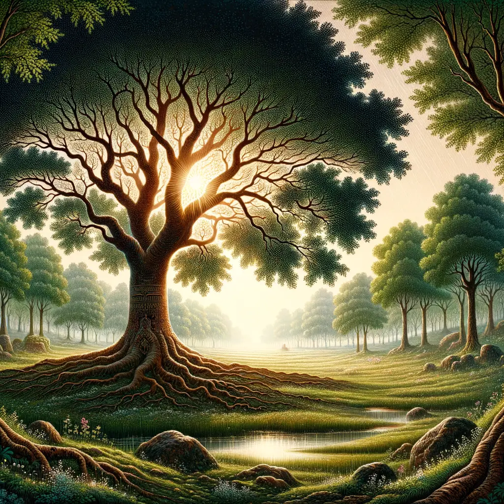 Whispers of the Oak: Rain's Reflection on Resilience