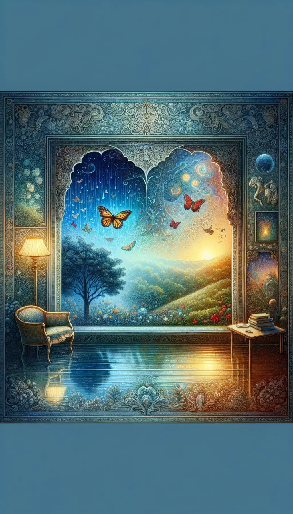 Emerge: An Ethereal Butterfly's Journey through Azure Serenity