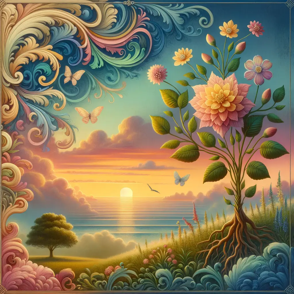Resilient Reverie: Blossoming Strength at Twilight's Embrace