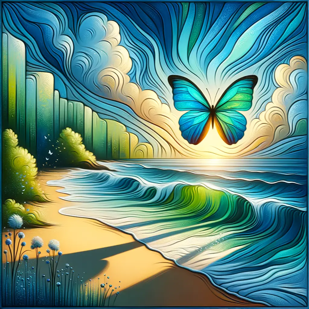Ethereal Resilience: Flutter of Emotions by the Calm Sea