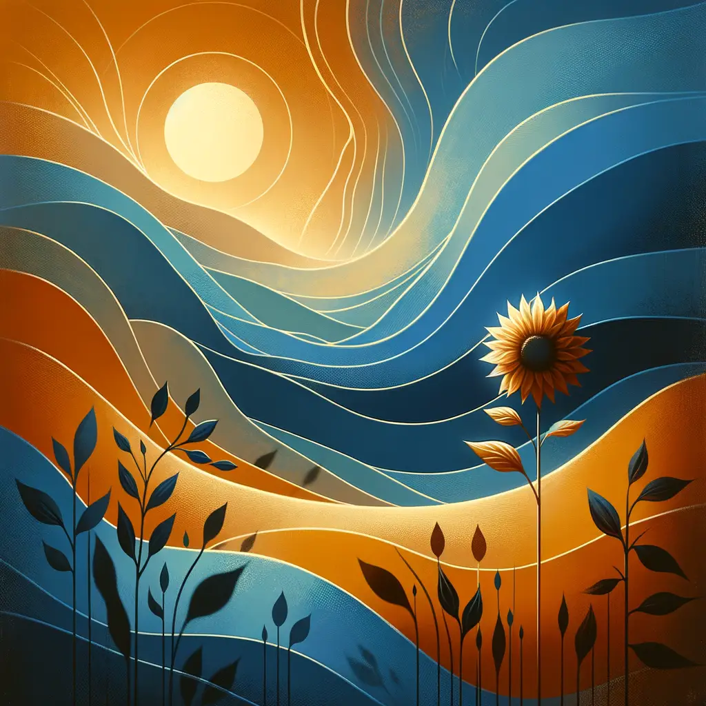 Solace's Sunflower: Shadows Whisper Strength Amidst Tranquil Blooms