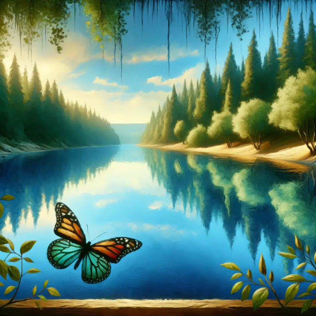 Serenity's Bloom: Reflections of Transformation at the Azure Shrine