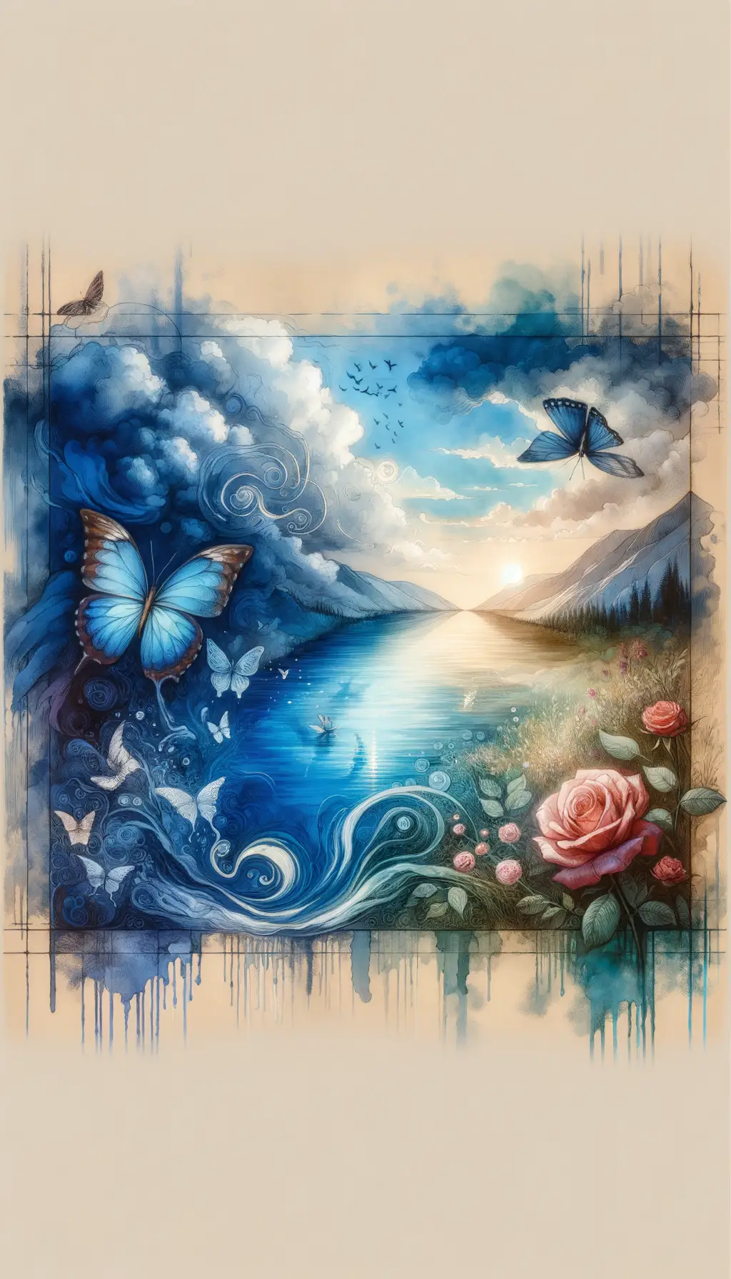 Whispers of the Azure Depths: Emotions’ Ink Wash Symphony