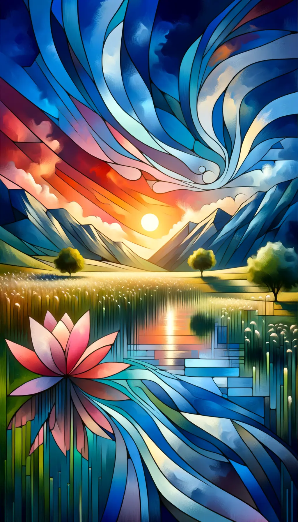 Lotus Dawn: Whispering Clarity in Geometric Meadows
