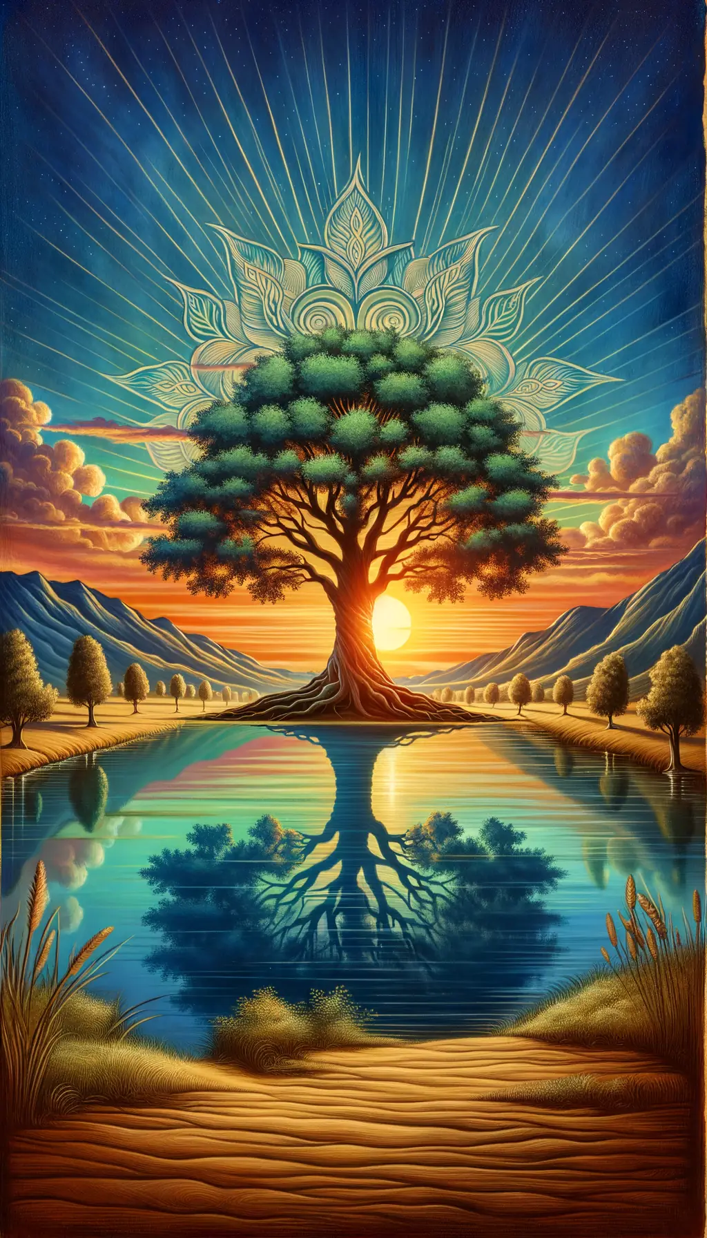 Whispers of Resilience: Dawn's Hope unfurls by the Still Lake