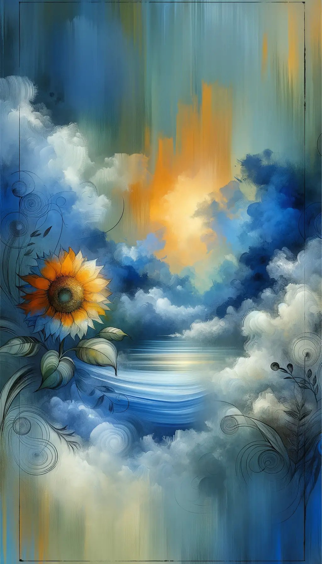 Resilience Blooms Amidst the Ink Wash Symphony