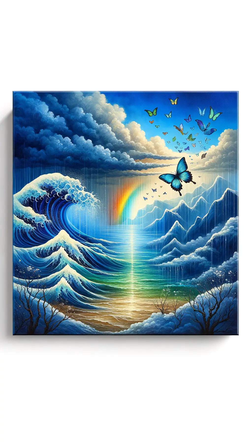 Tranquil Wings: A Journey Through Storm and Rainbow
