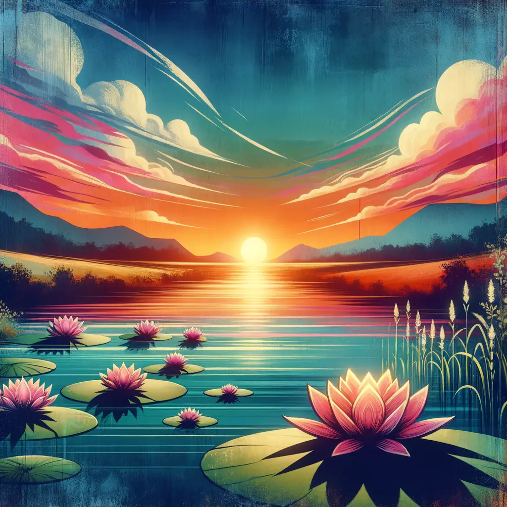 Resilient Bloom: Sunset Symphony of Healing