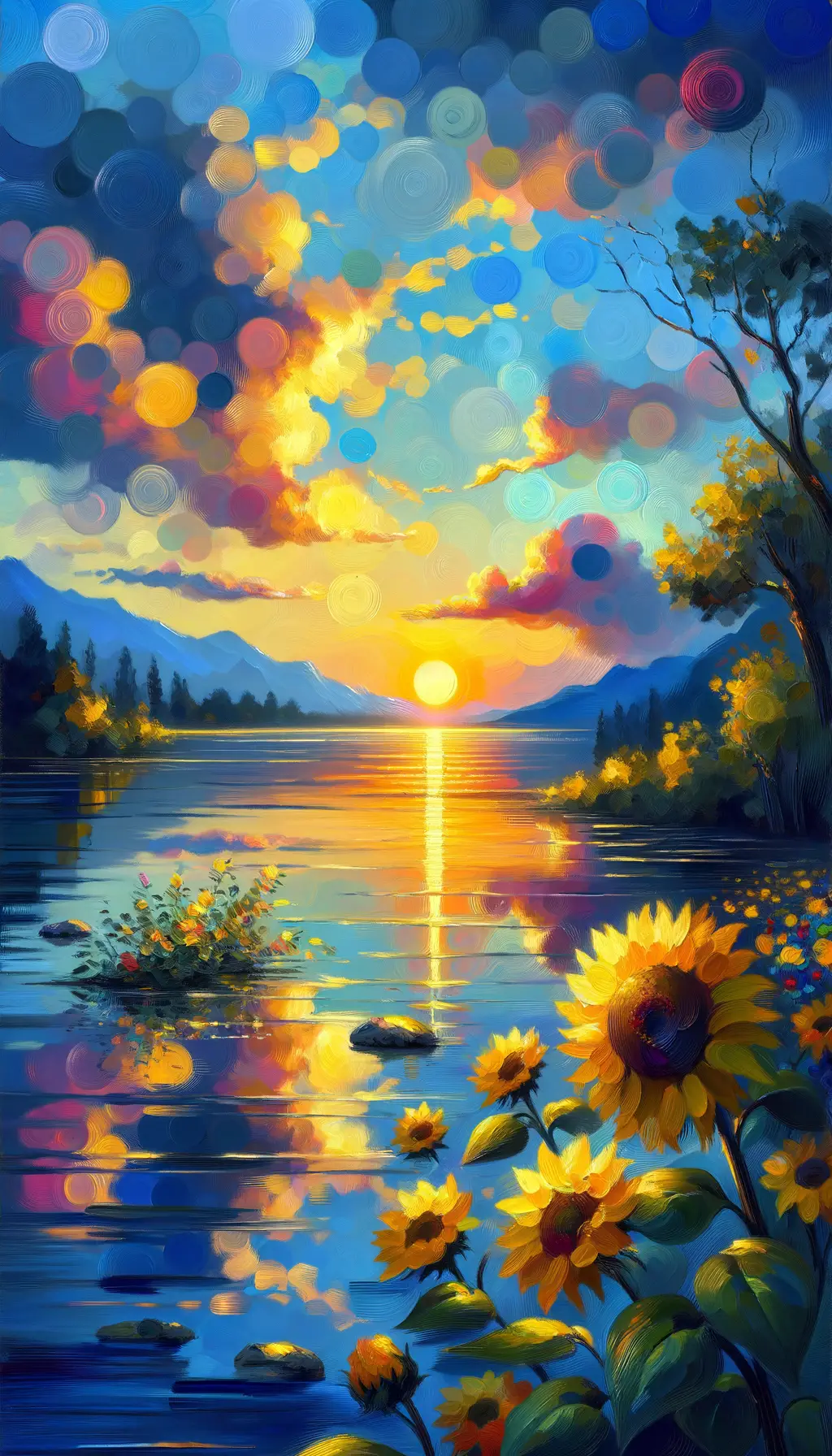 Sunset Reverie: Blooms of Resilience in Tranquil Waters