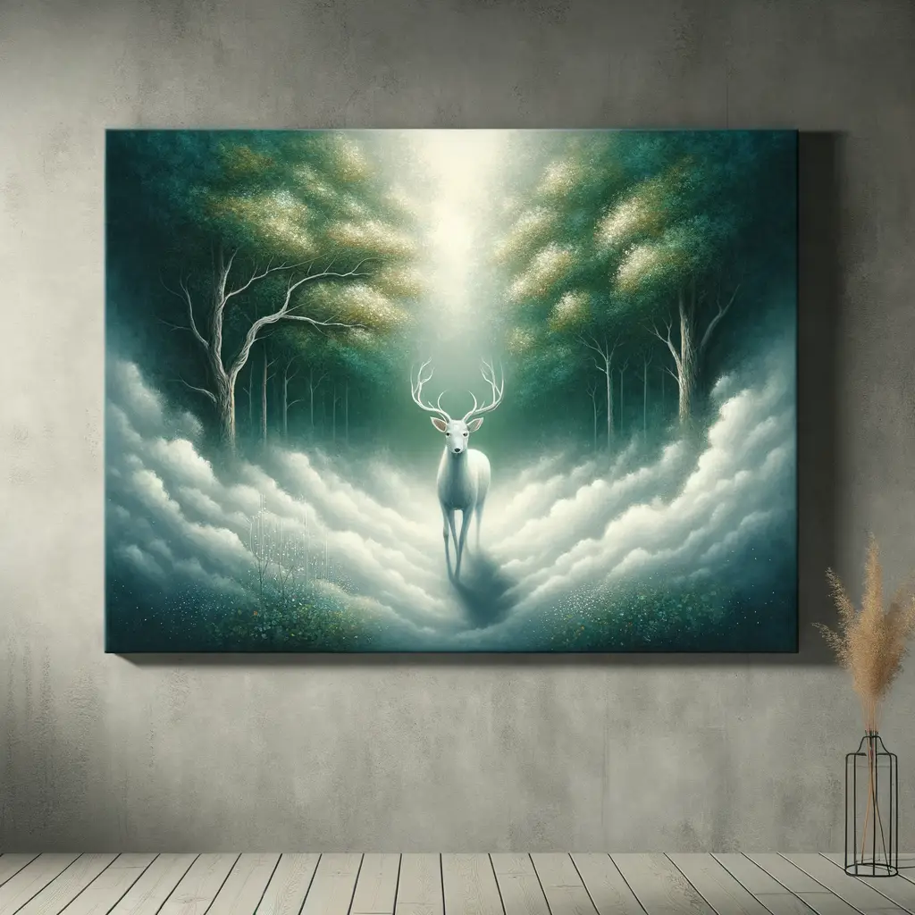 Silent Symphony: A Deer's Exhale Among Clouded Peace