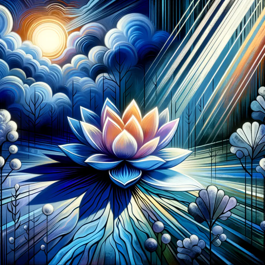 Lotus Resurgence: Forest of Blue Melancholy and Renewal