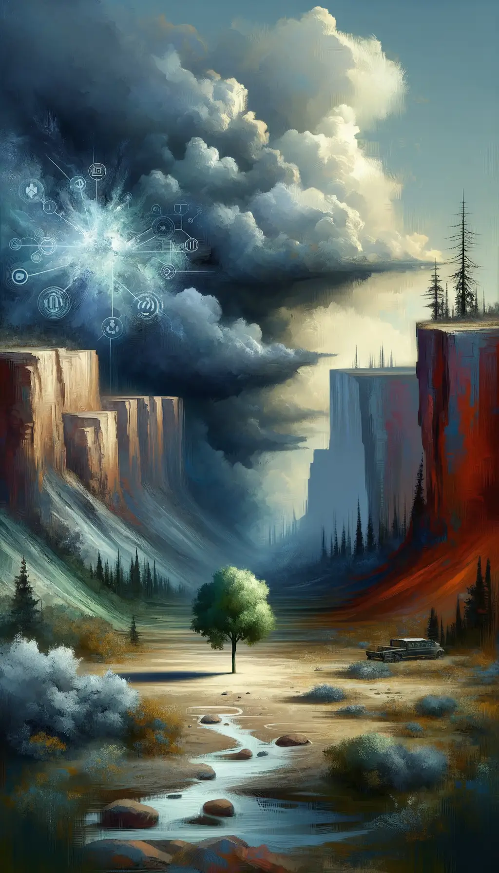 Whispers of Resilience: A Solitary Tree Amidst Echoes