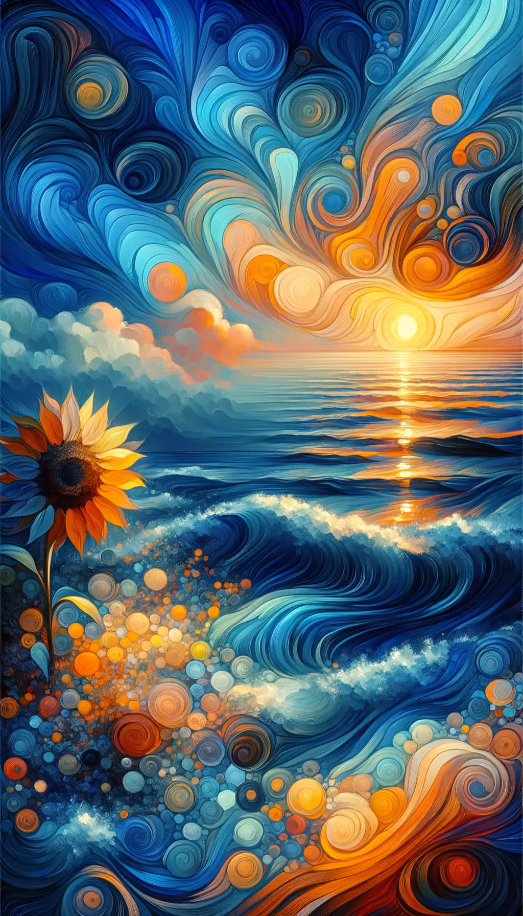 Oceanic Serenity: Sunset Blossoms of Renewal