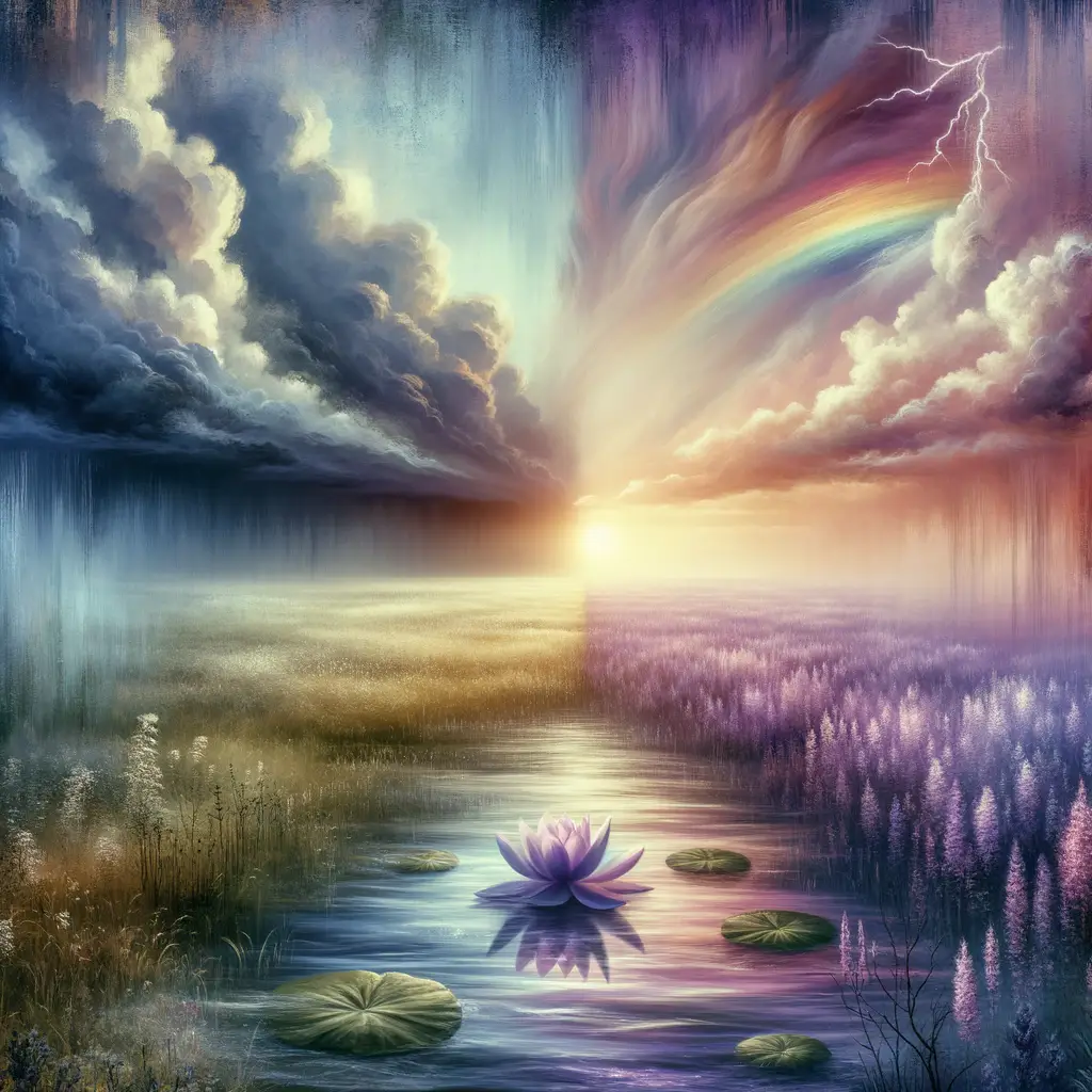Whispers of Promise: Meadow's Radiant Dance Amidst the Storm