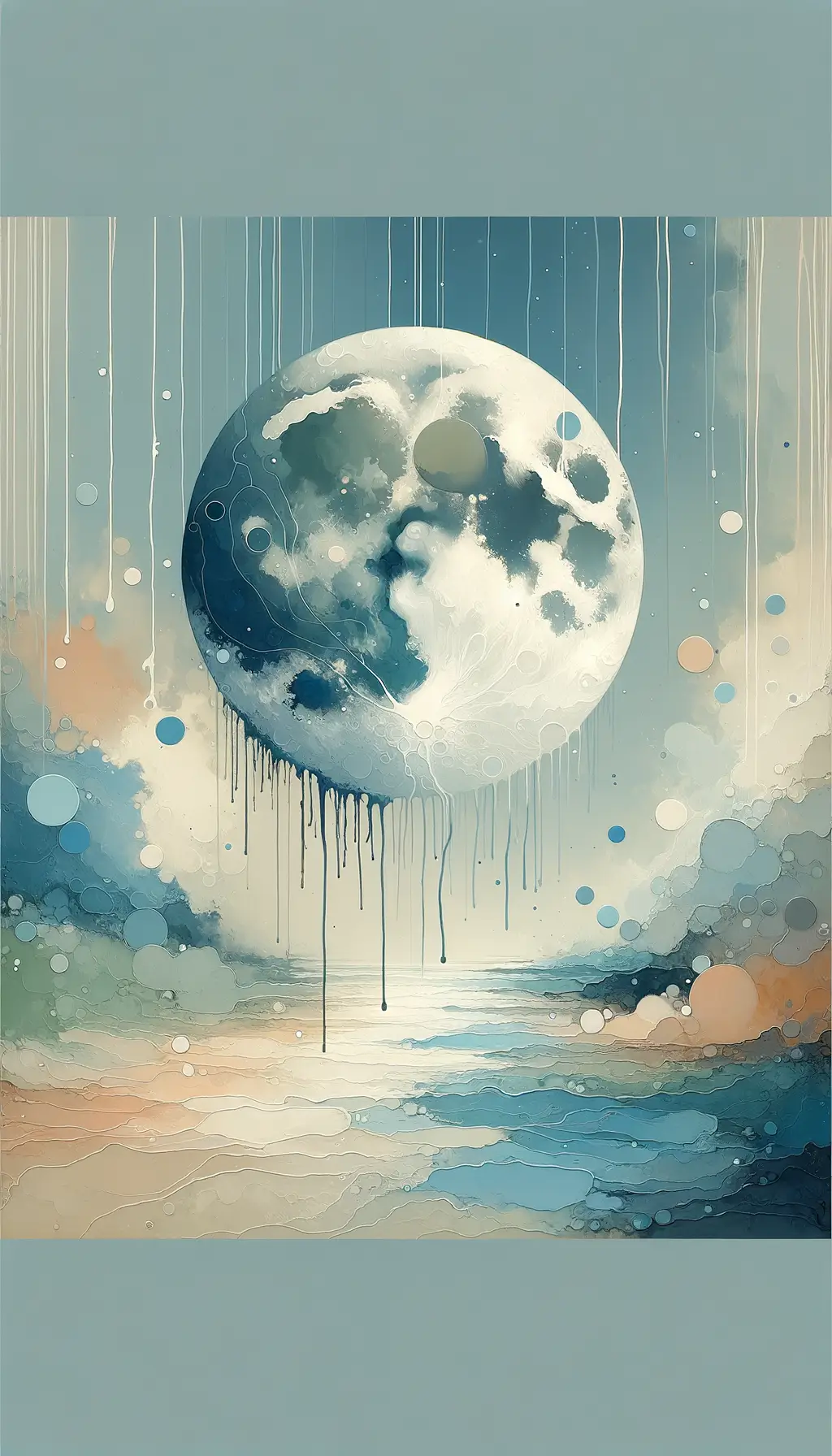 Lunar Serenade: Whispered Emotions in Drip Painting