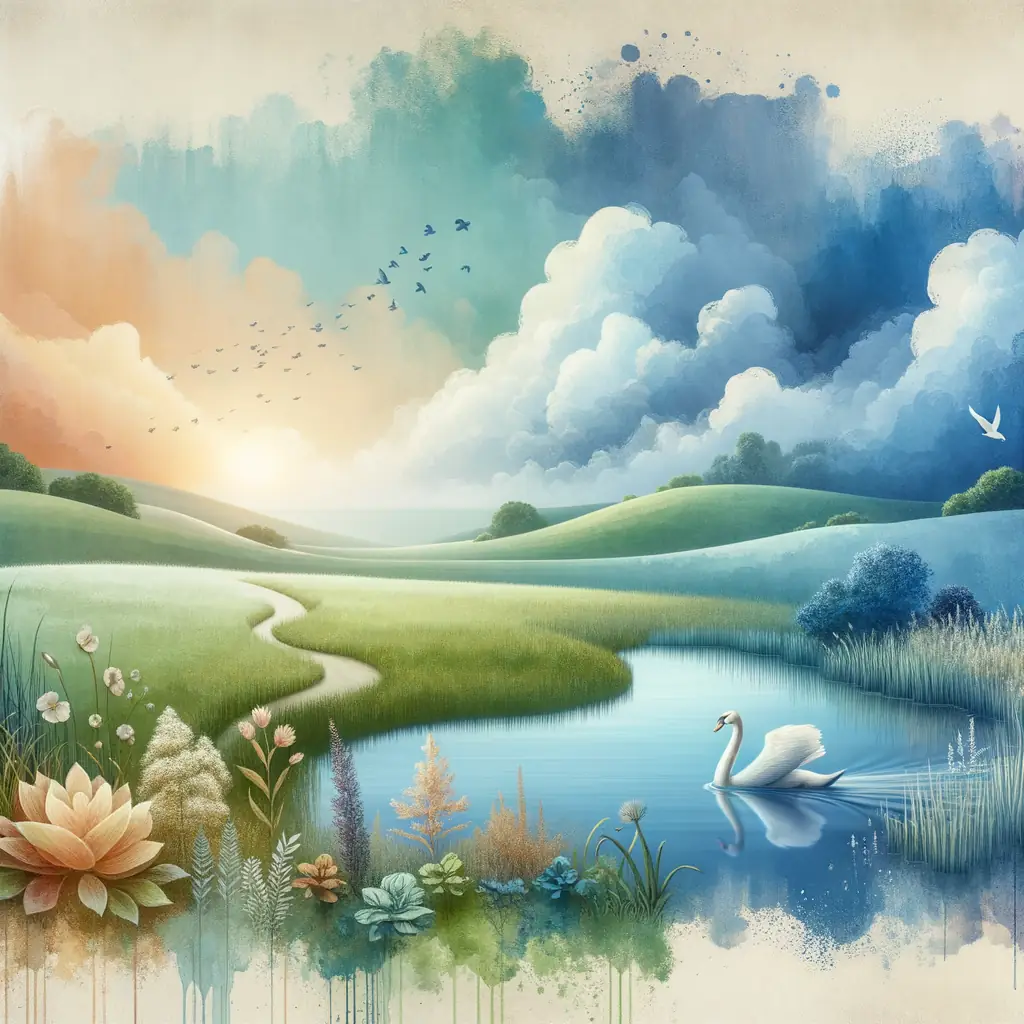 Silent Reverie: A Swan's Grace on Marital Meadows