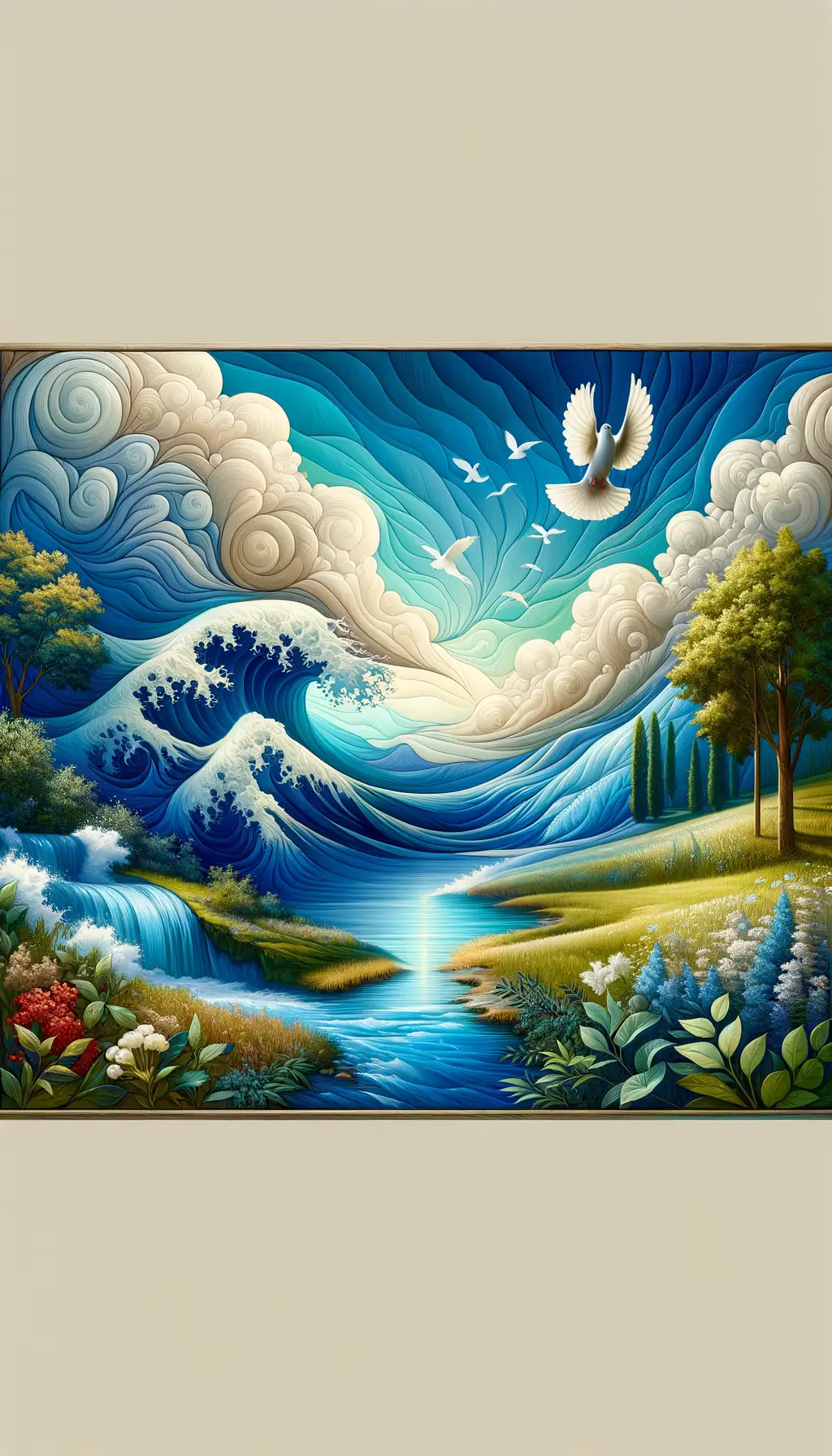 Whispers of Tranquil Horizons: A Dove's Voyage Through Serenity