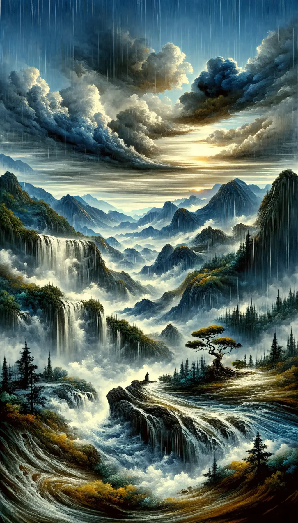 Whispers of Renewal: Ephemeral Storm in Tranquil Mountains