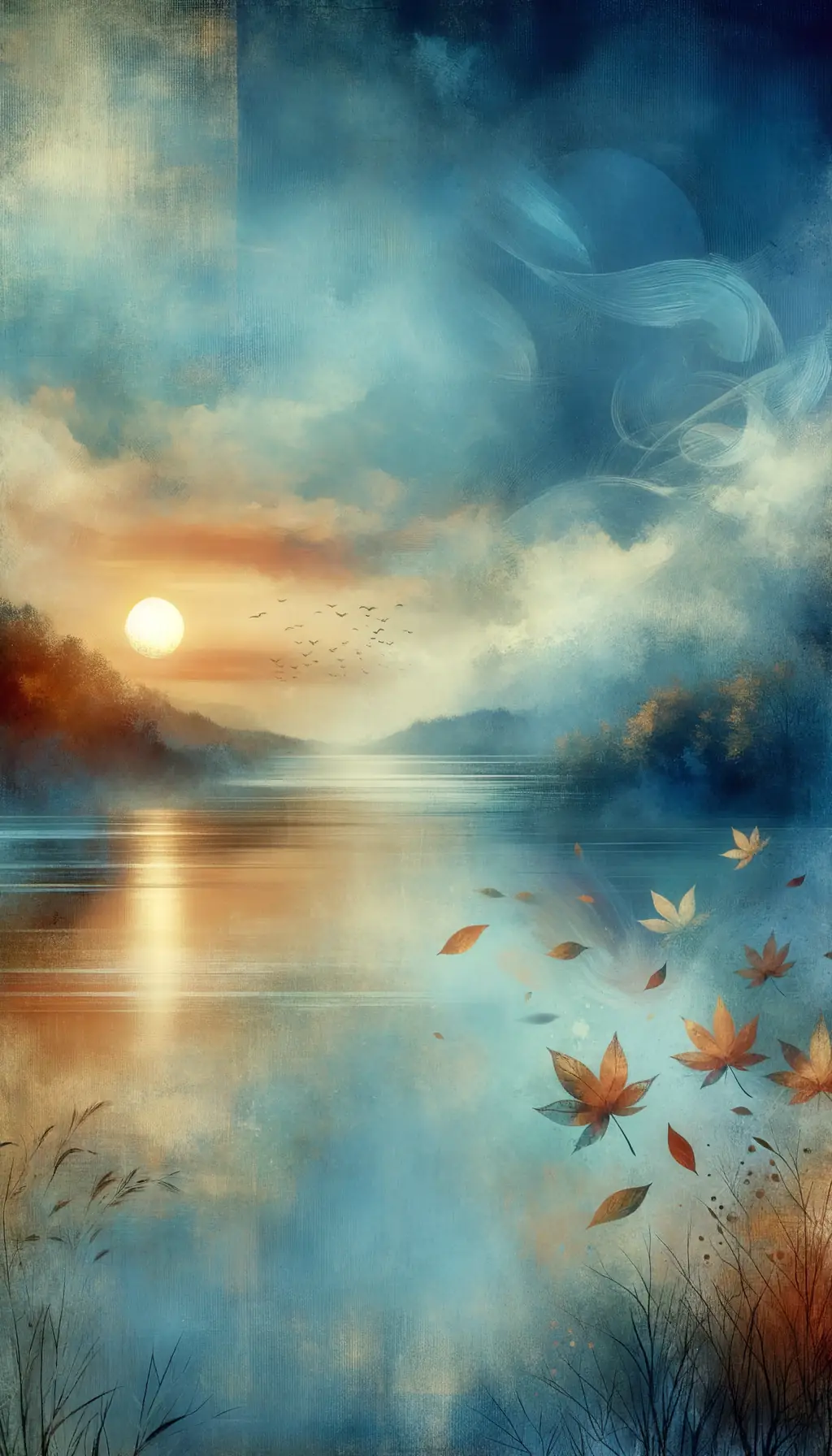 Whispers of the Soul: Autumn's Embrace in Blue Serenity