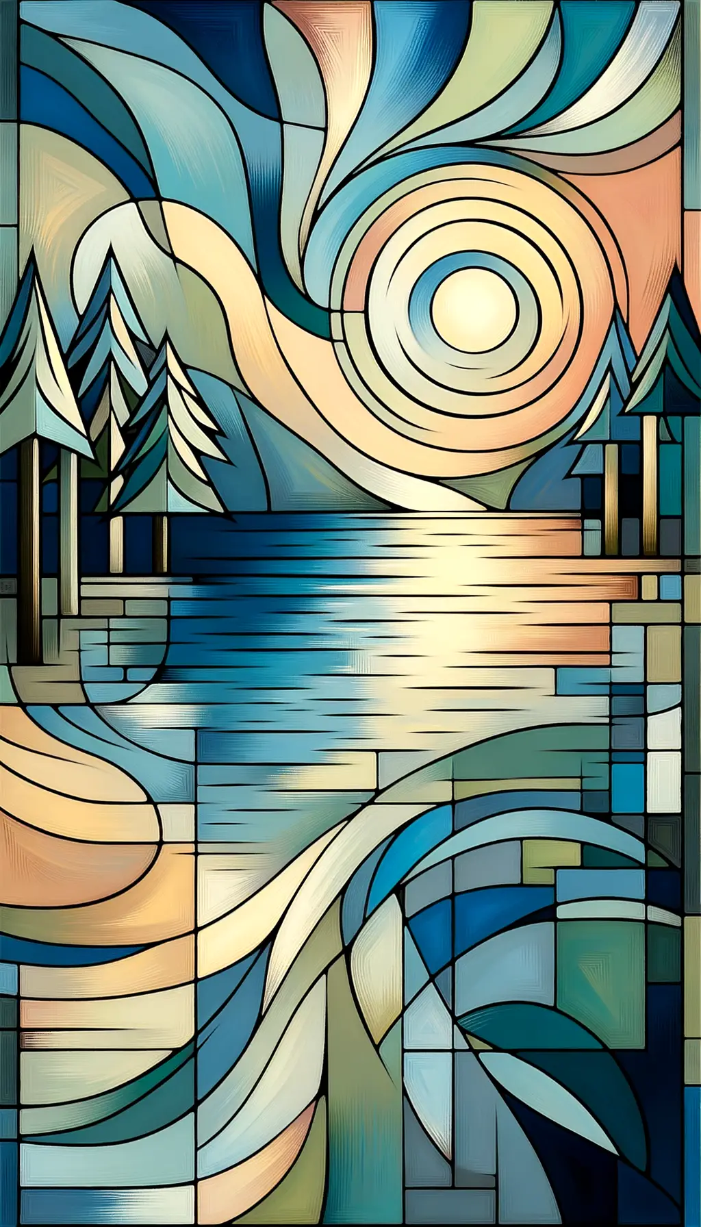 Whispers of Azure Tranquility: Cubist Ripples of Restfulness