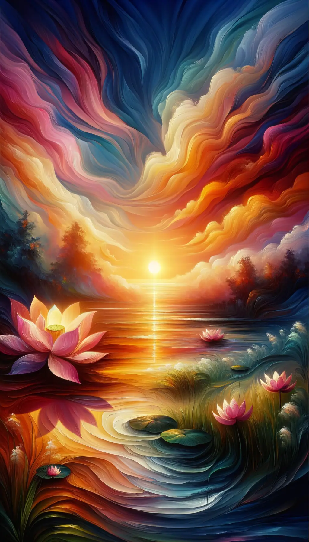 Soothing Solace: Whispering Emotions in the Lotus Sunset