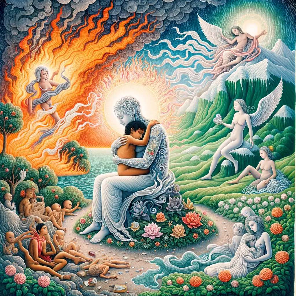 Heart's Embrace: Phoenix Rebirth in Tranquil Green