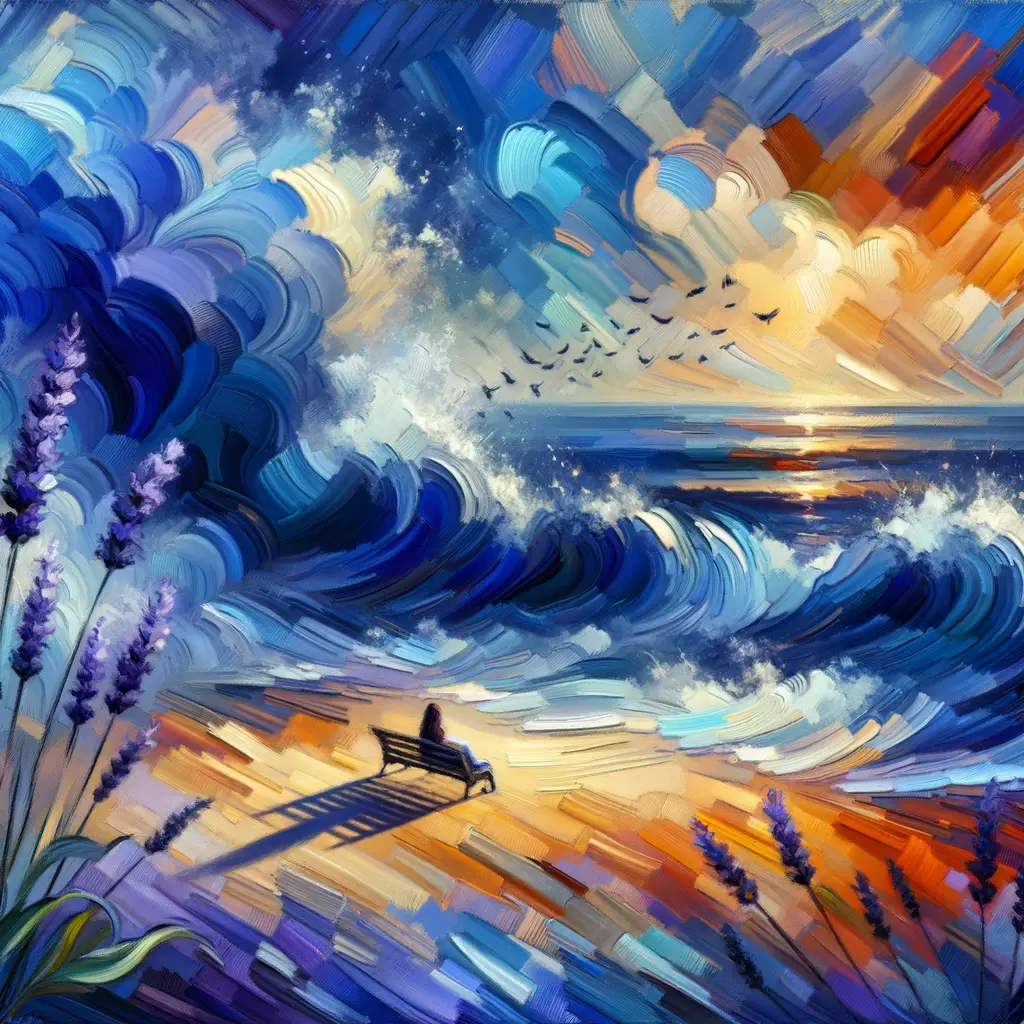Sapphire Embrace: Whispers of Lavender and Gentle Winds