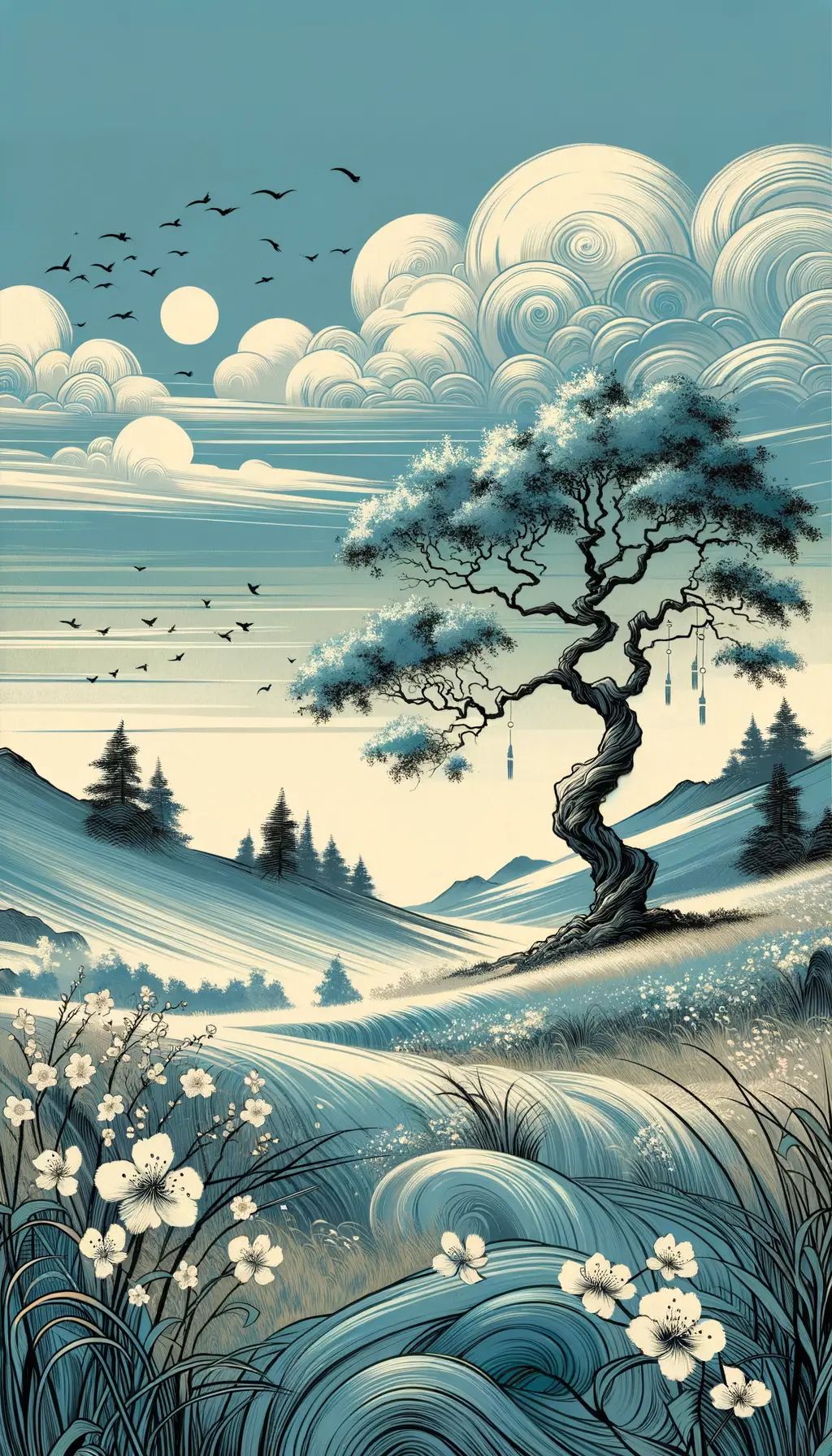 Whispers of the Oak: A Serene Symphony in Blue-Green