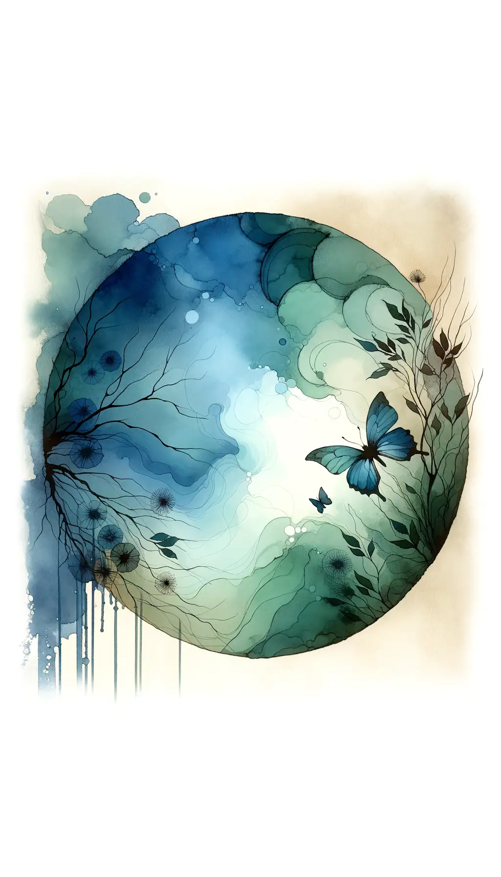 Whispers of Transformation: A Serene Symphony in Blue and Green