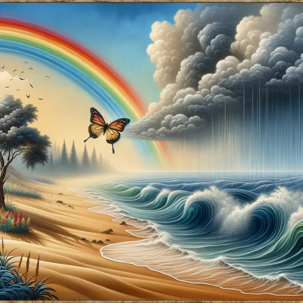 Serenity’s Embrace: A Butterfly’s Journey through Hope's Rainbow