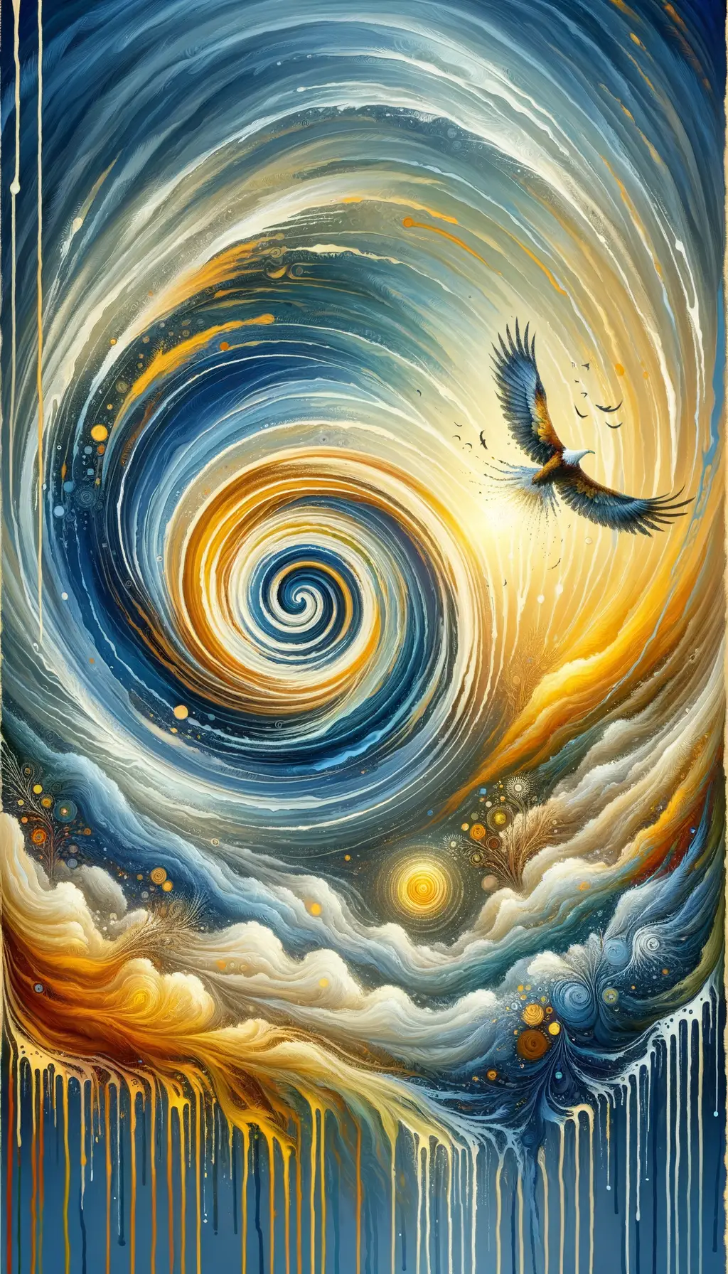 Embrace of Resilience: Dawn's Eagle Ascending Through Turbulent Skies
