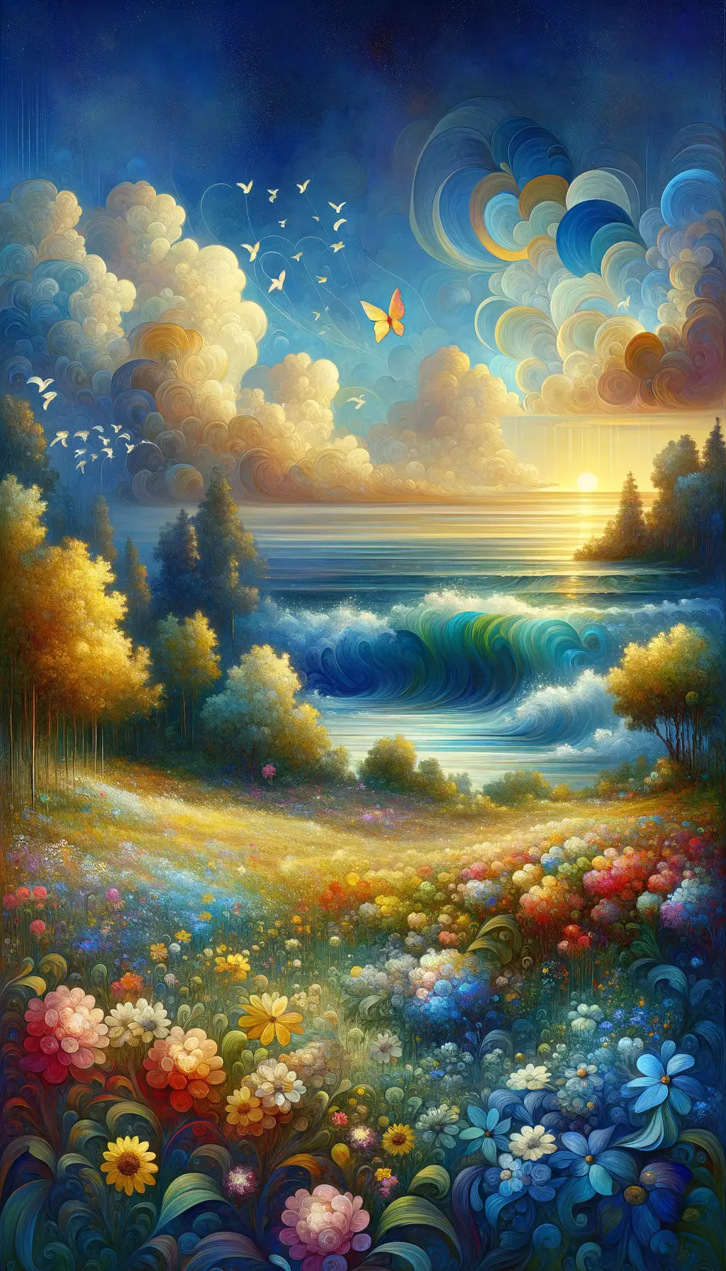 Petals of Self-Love: A Serenade of Blooms in Azure Rain