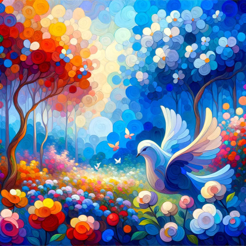 Elysian Dreams: A Dove's Symphony in Blue