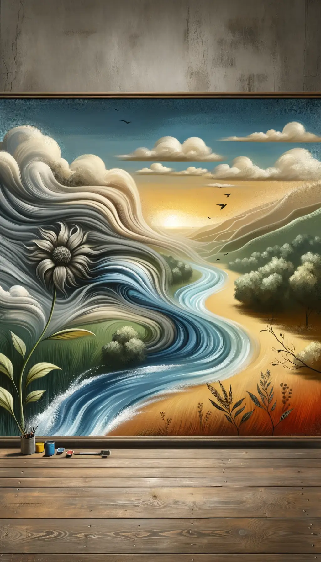Silent Echoes: Blossoming Resilience in the River's Flow