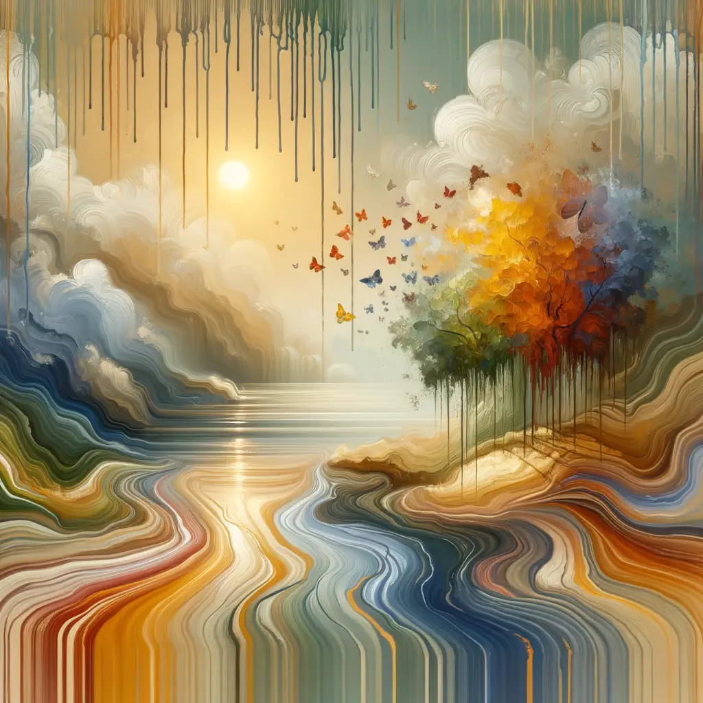Whispers of Tranquility: Emotions Unveiled in Drip Painting