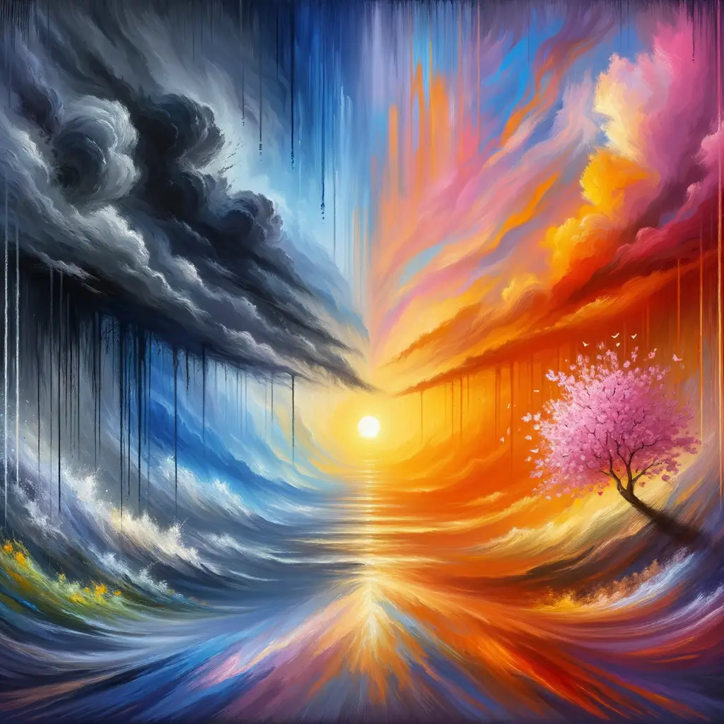 Whispers of Resilience: Blossoming Emotions in the Sunset's Grace