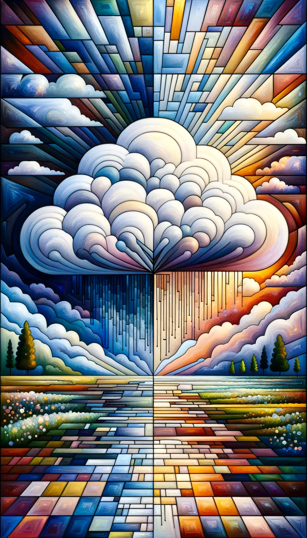 Whispers of a Sacred Soul: Cubist Symphony in Rainwood