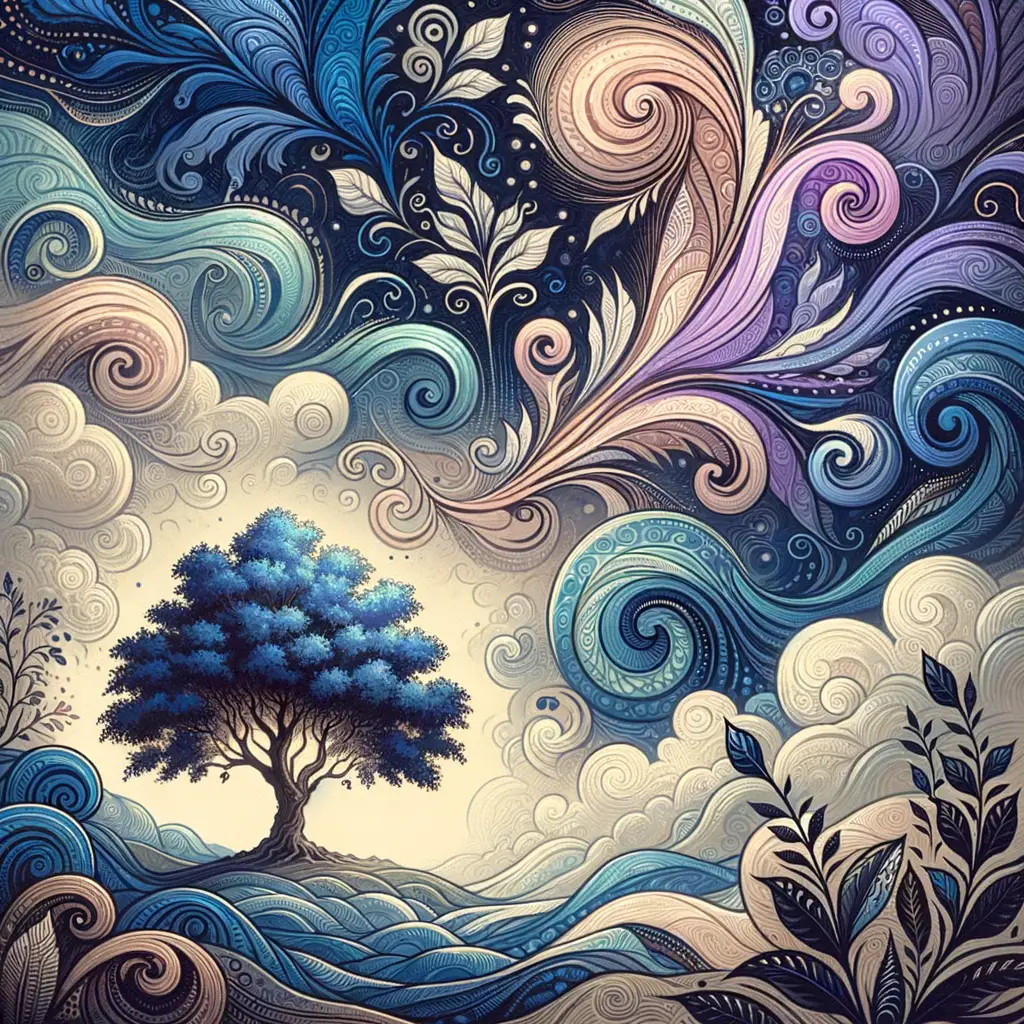 Resilient Reverie: Whispering Oak in Lavender Serenity
