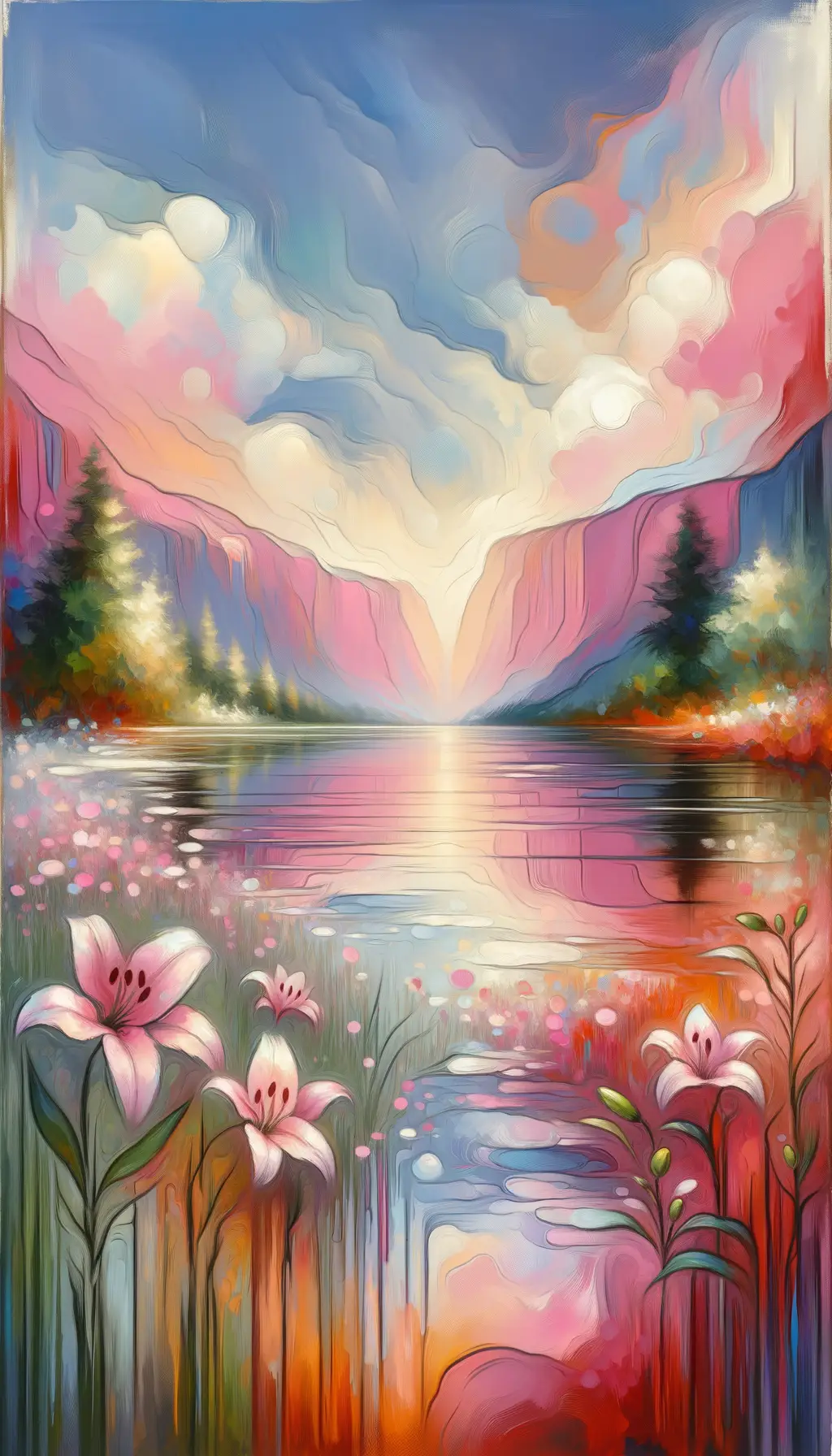 Roses Whispering at the Calm Lake: A Serene Healing
