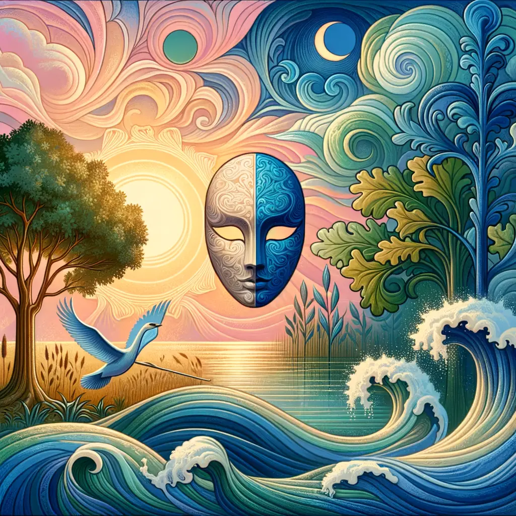 Whispers of Solace: Oak's Embrace in the River's Flow