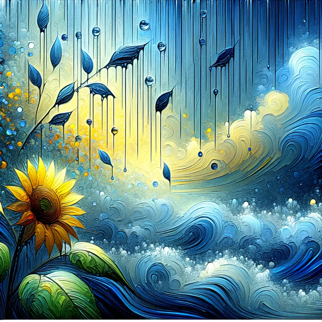 Serenity's Blooming Resilience: A Raindrop's Journey to Strength