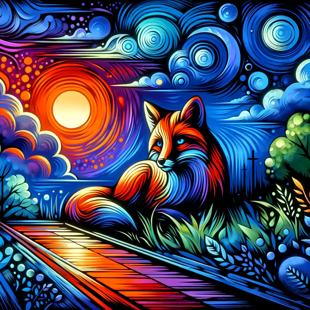 Whispers in Twilight: Fox's Dance of Dusk and Dark Blues