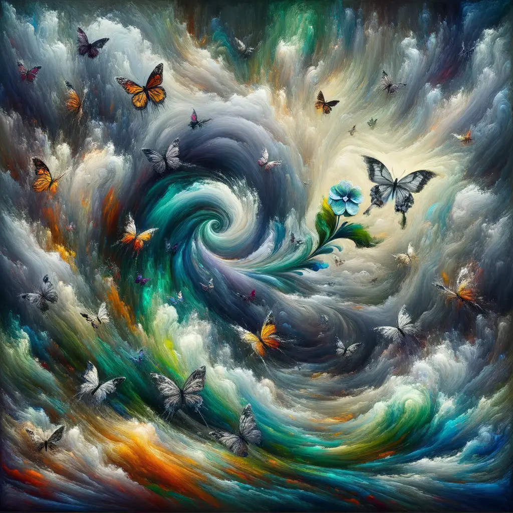 Serene Lotus Amidst Emotion's Flight: A Tapestry of Turmoil and Tranquility