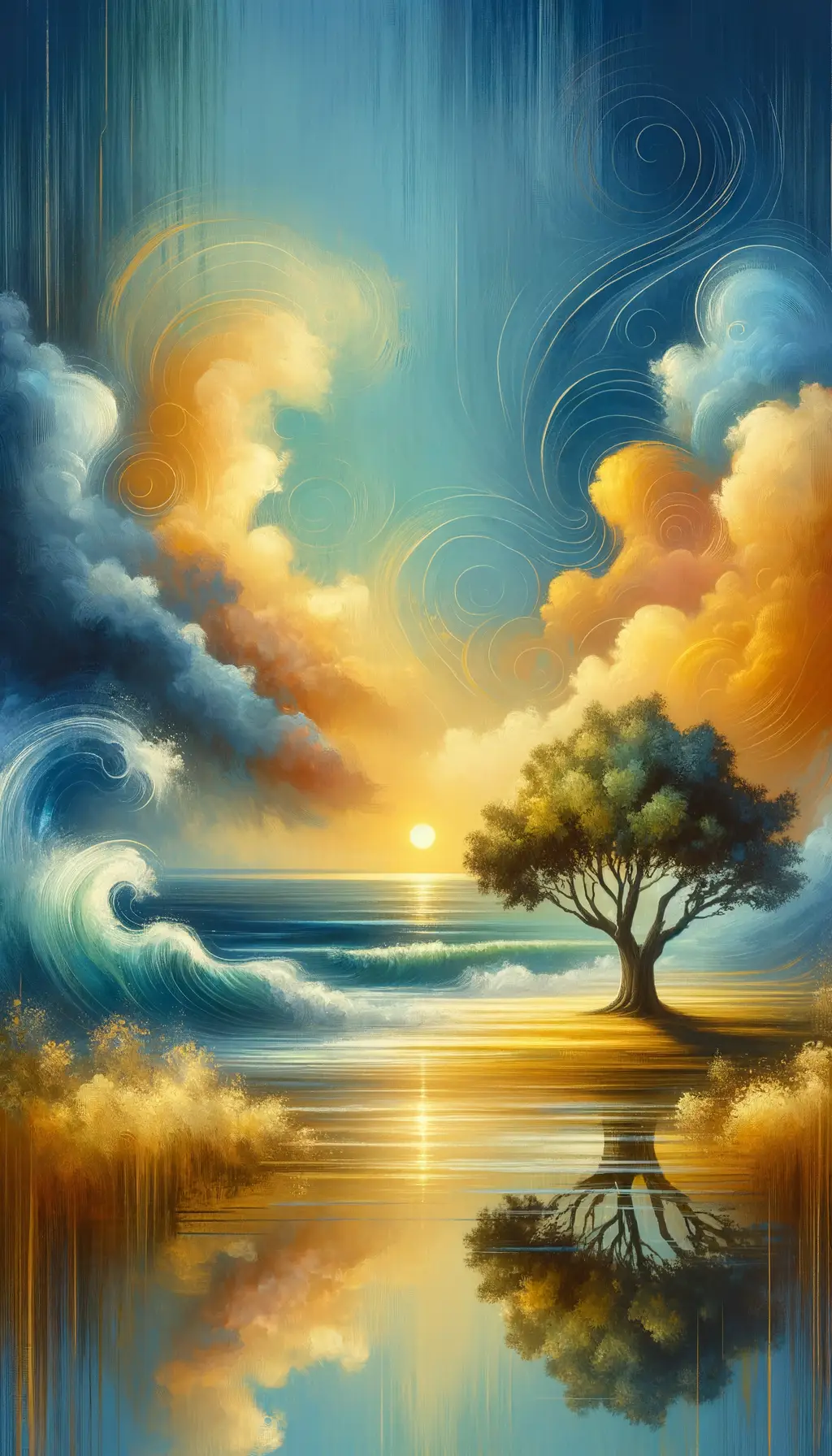 Whispers of Resilience: Oak Tree Under Sunset Therapy