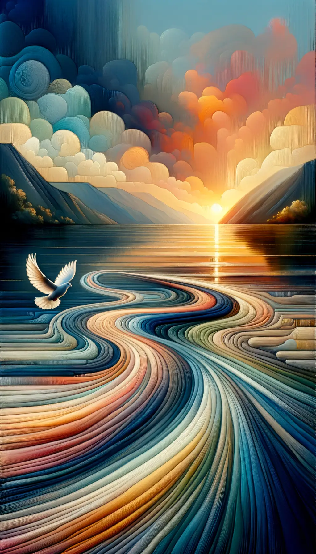 Whispers of the Flowing River: A Tranquil Sunset's Embrace