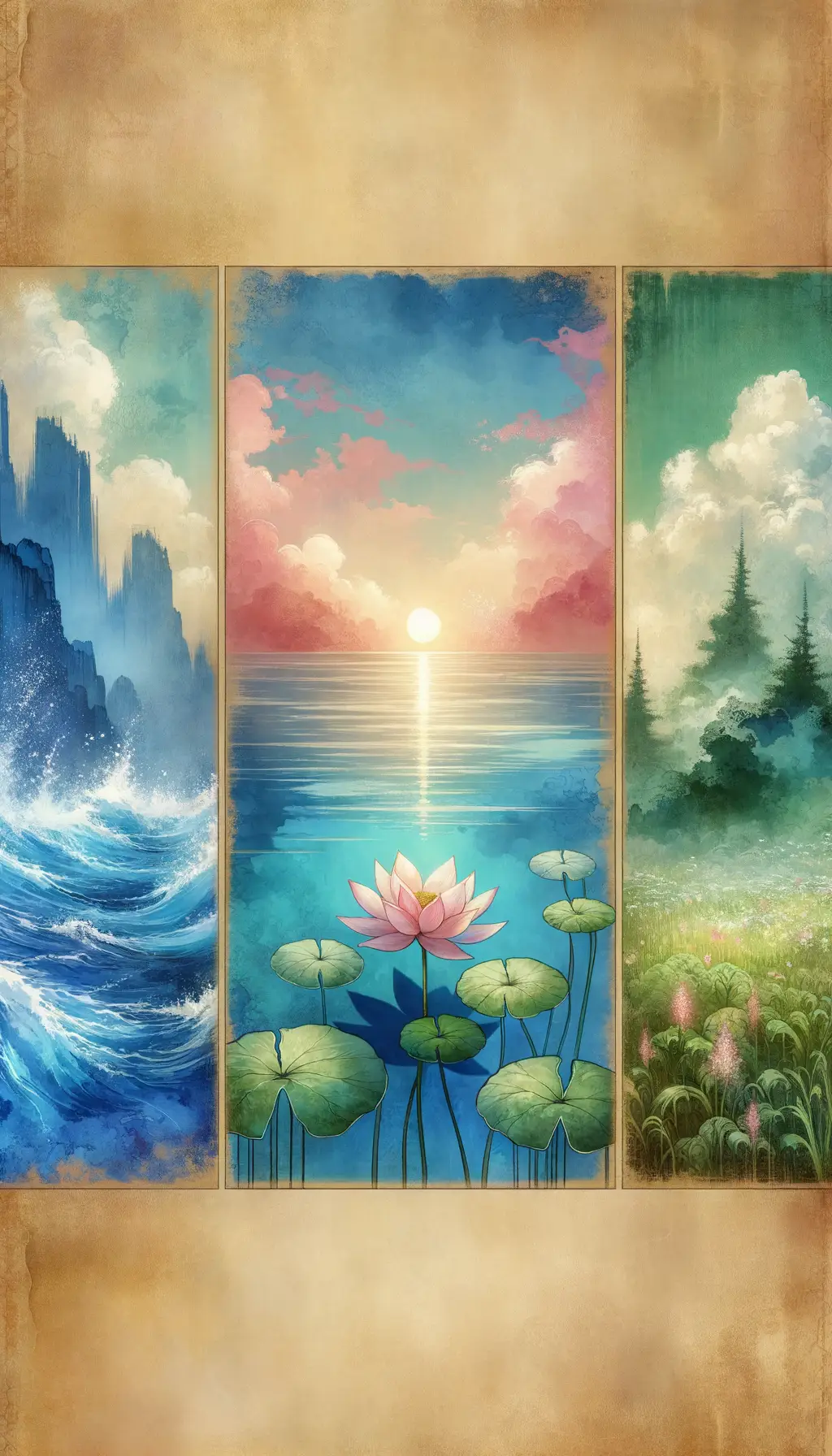 Whispers of Resilience: Ocean, Lotus, Meadow